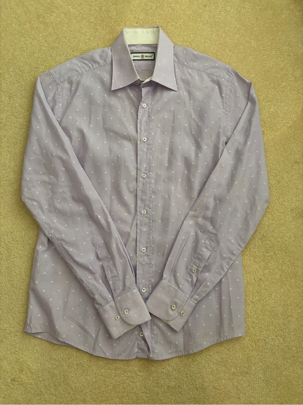 Enrico Bellini Lavender Dot Dress Shirt Size Medium